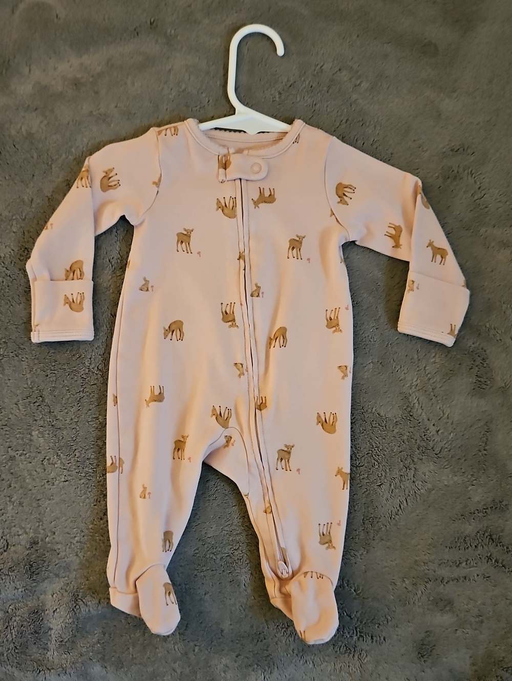Carter's Pink Footed One-Piece with Deer Print